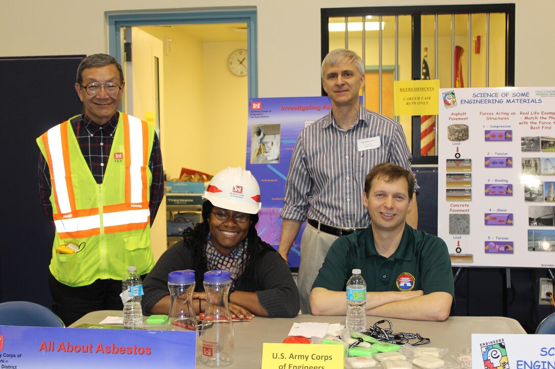 Several U.S. Army Corps of Engineers Far East District engineers participated in an annual career fair at Osan American Middle School Jan. 30 as part of the science technology, engineering and mathematics (STEM) educational partnership program. District personnel challenged students to questions about engineering and explained in detail the nature of their work. 