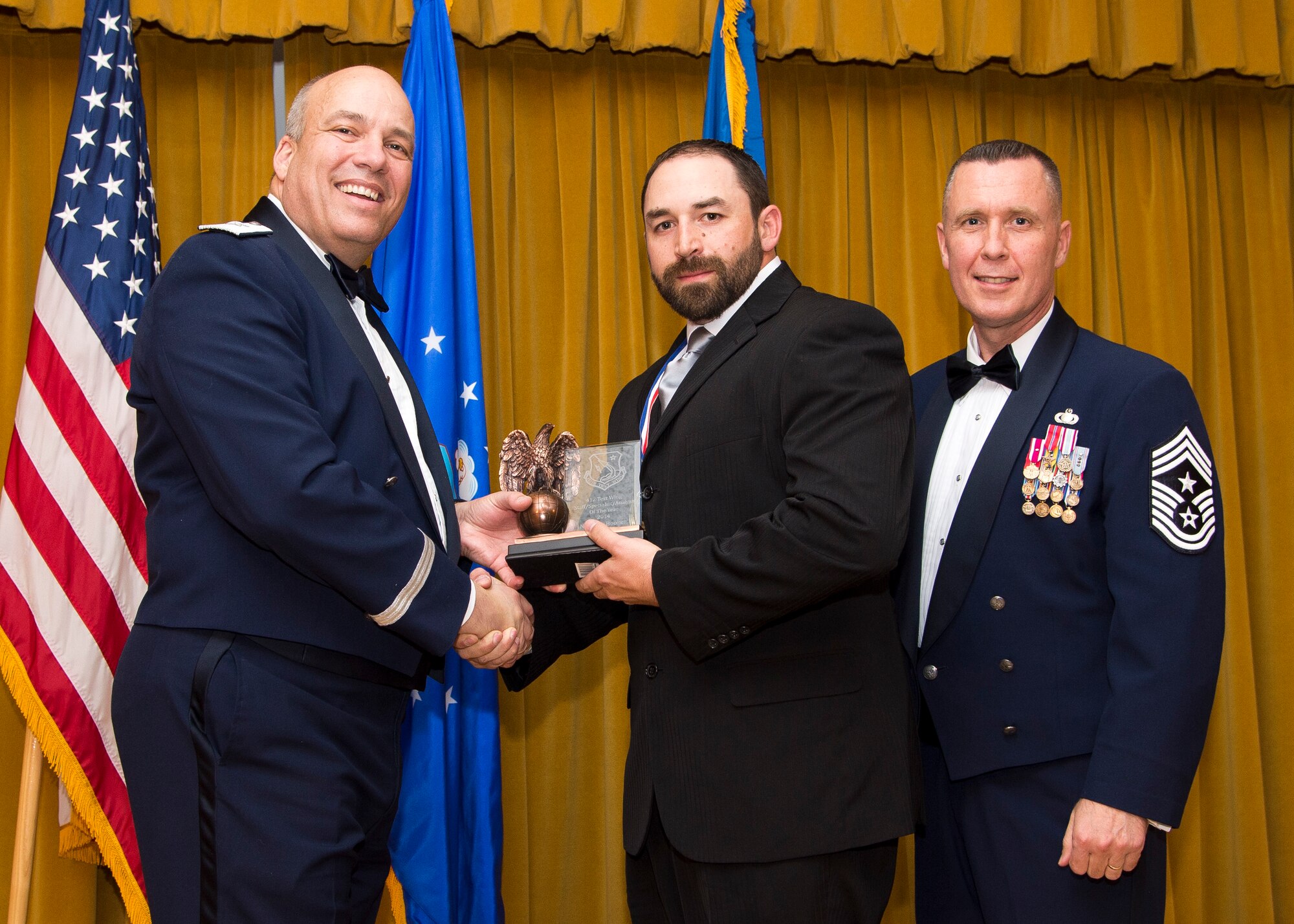 Nicholas Booker, 412th Operations Support Squadron, won Staff/Specialist/Analyst of the Year. (U.S. Air Force photo by Ethan Wagner)
