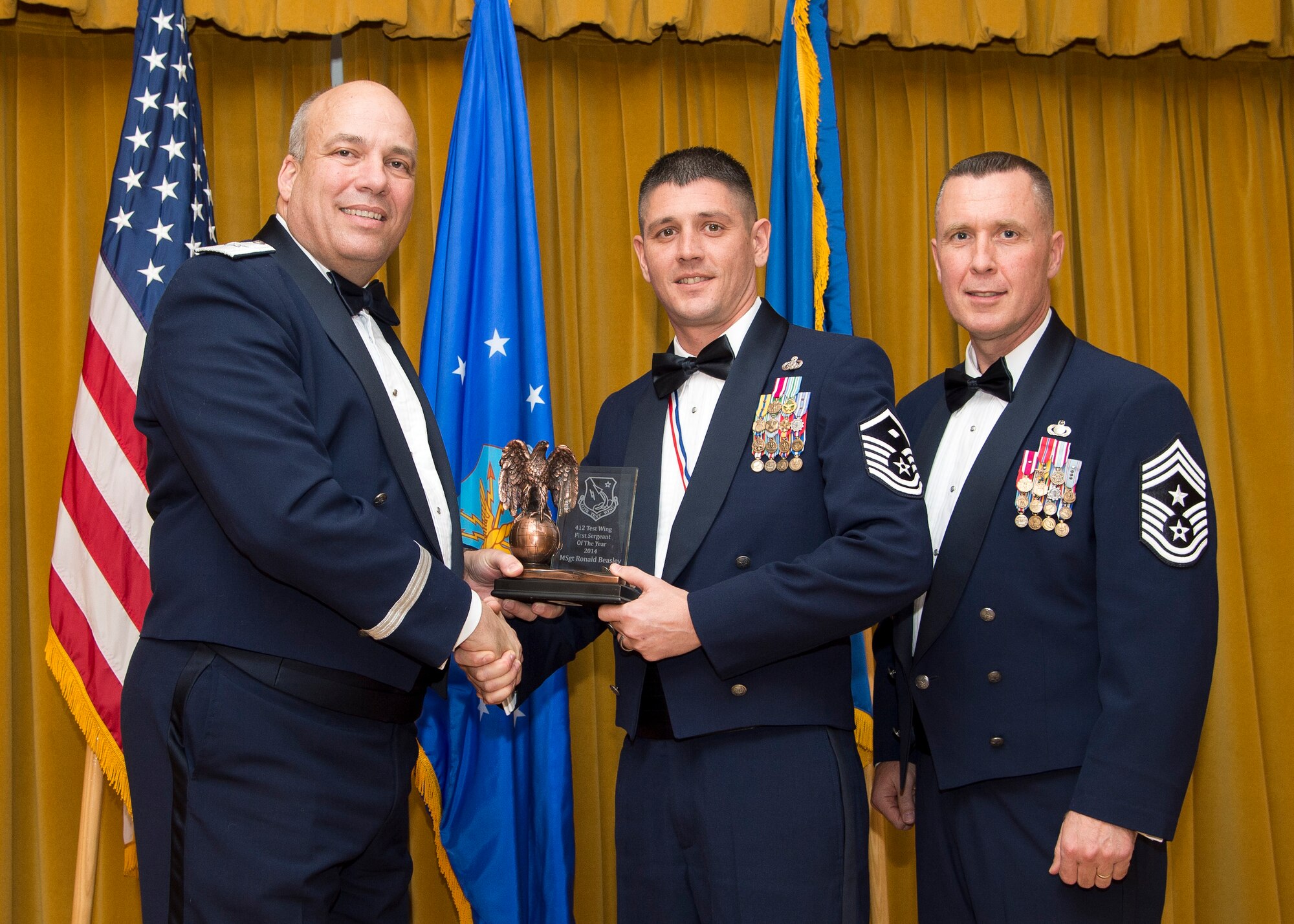 Master Sgt. Ronald Beasley, 412th Security Forces Squadron, awarded First Sergeant of the Year. (U.S. Air Force photo by Ethan Wagner)