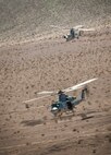 Marine Corps aircraft support ground troops during the Integrated Training Exercise 2-15 on Marine Corps Air Ground Combat Center Twentynine Palms, Calif., Feb. 12, 2015. Members from Minot's 69th Bomb Squadron also participated in the ITX. (U.S. Air Force photo/Airman 1st Class Apryl Hall)