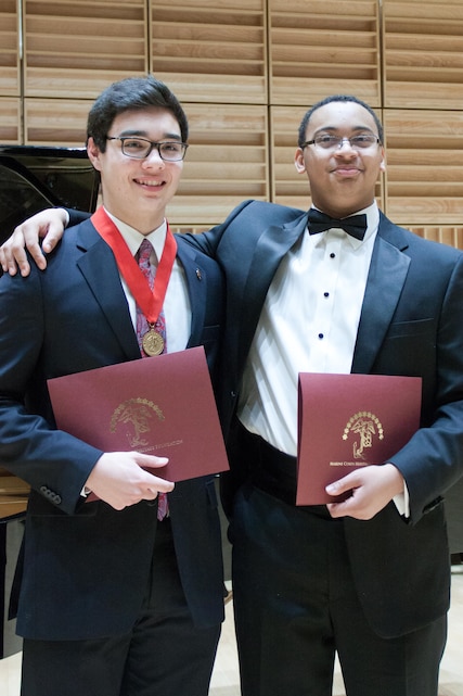 Marine Band and Marine Corps Heritage Foundation's Concerto Competition winner (Chad Lilley, left) and runner up (Joe Broom, right) (U.S. Marine Corps photo by Staff Sgt. Rachel Ghadiali/released) 