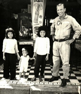 Capt. Keith Sawyer in Saigon, a family man with a wife and 2 ½ year old daughter at home, said he enjoyed being with Vietnamese families who he said were kind and welcoming to him. (Photo courtesy of Keith Sawyer)