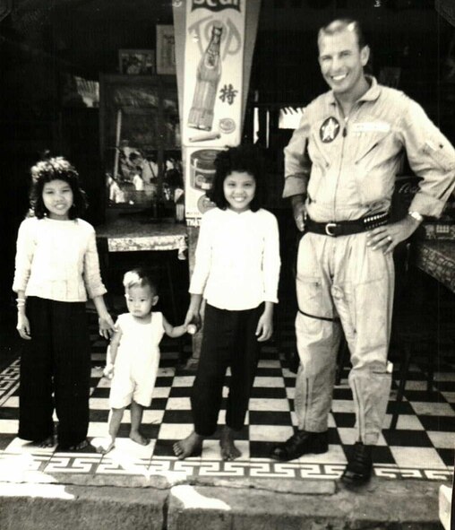 Capt. Keith Sawyer in Saigon, a family man with a wife and 2 ½ year old daughter at home, said he enjoyed being with Vietnamese families who he said were kind and welcoming to him. (Photo courtesy of Keith Sawyer)