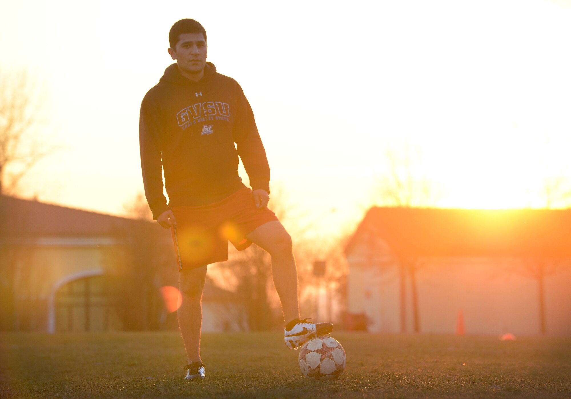 U.S. Air Force Senior Airman Jose Padron-Hernandez, 31st Security Forces Squadron office clerk and operator, is one of two Americans playing on an Italian soccer team. Padron-Hernandez was asked by the Italian air force security forces members to join the local soccer team after proving his skills during a scrimmage. (U.S. Air Force photo by Senior Airman Matthew Lotz/Released)