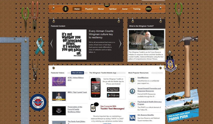 The Wingman Toolkit is an Air Force Reserve initiative to empower Airmen and their families to sustain healthy, balanced lifestyles using the four pillars of Comprehensive Airman Fitness. The four pillars include physical, mental, spiritual and social. (U.S. Air Force graphic)