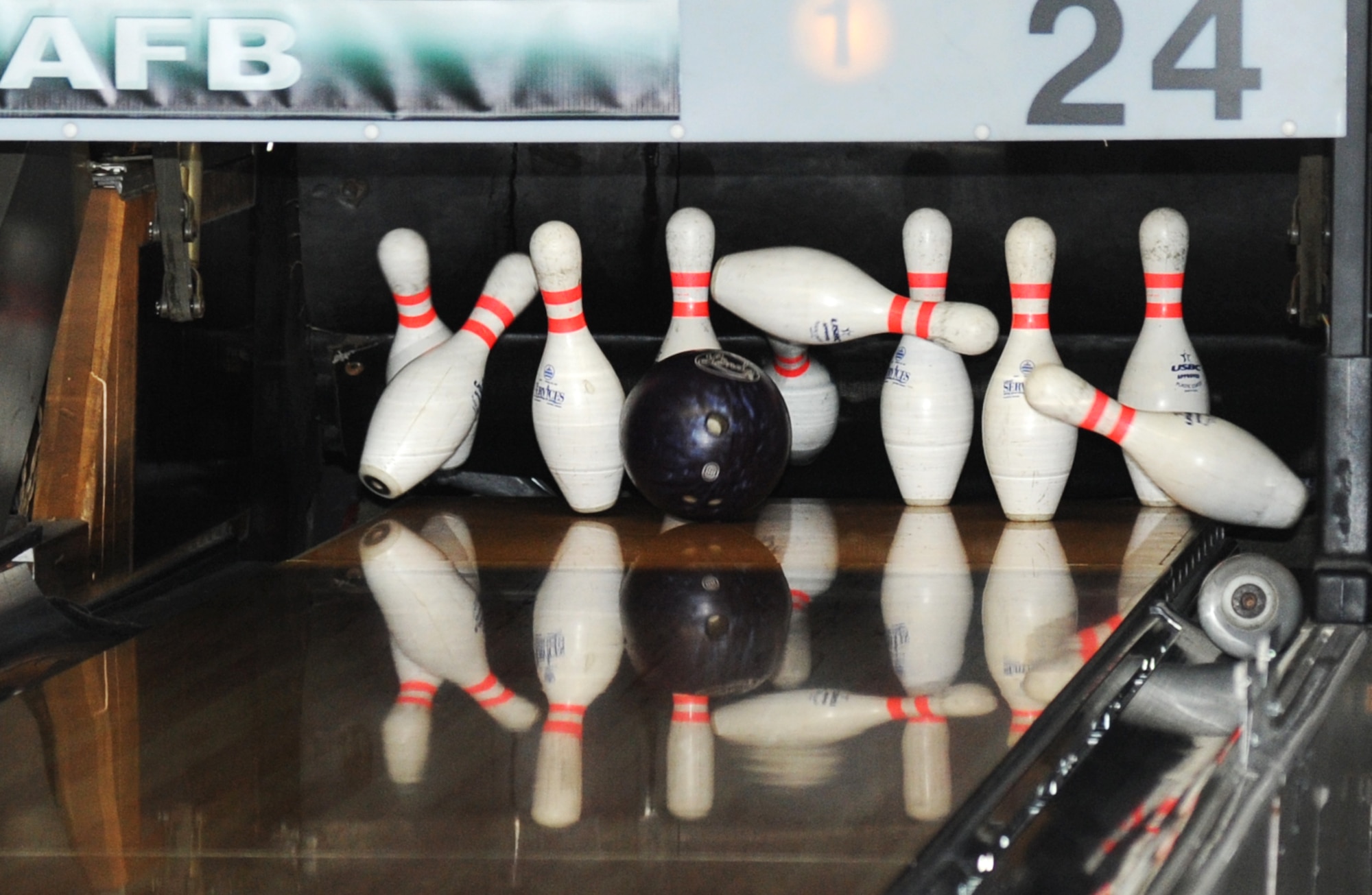 The African-American Heritage Committee hosted a bowling tournament Feb. 13, 2015, at Gaudé Bowling Lanes, Keesler Air Force Base, Miss.  The event was held in celebration of Black History Month.  Nineteen teams of five people participated in the tournament.  (U.S. Air Force photo by Kemberly Groue)
