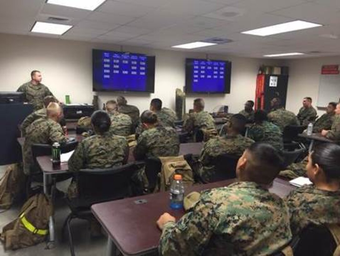 Marines of BCE 12-15 learn demolitions by playing Jeopardy.