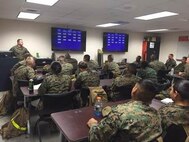 Marines of BCE 12-15 learn demolitions by playing Jeopardy.