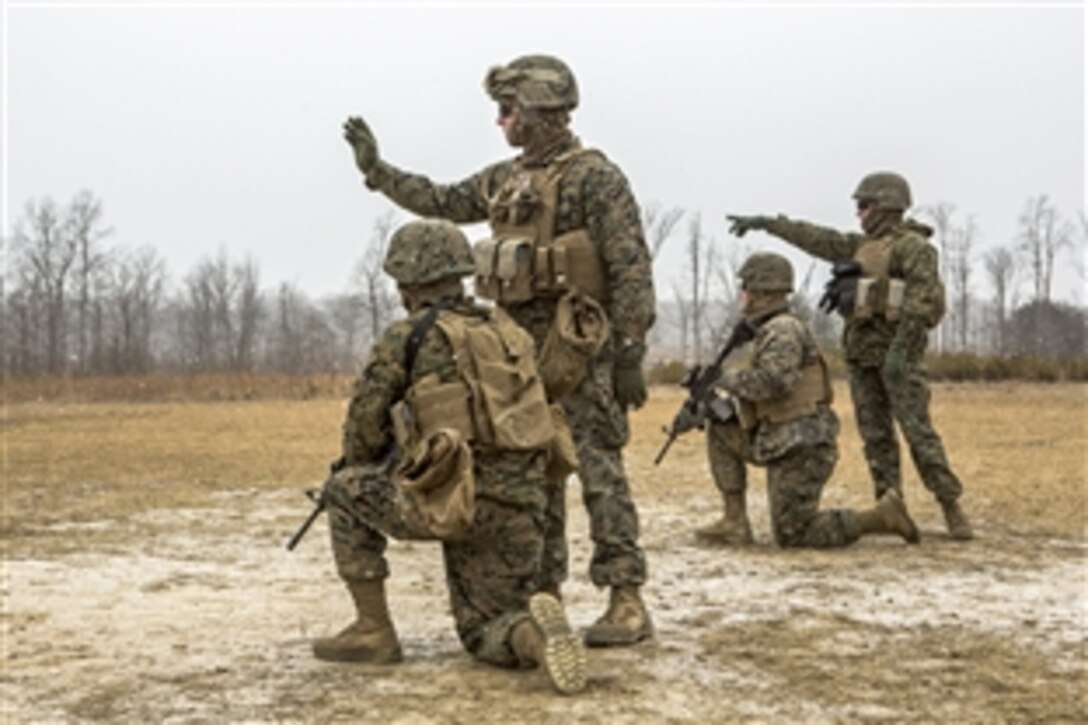 Marines conduct combat marksmanship training in Quantico, Va., Feb. 16, 2015. The Marines are assigned to Alpha Company, 2nd Transportation Support Battalion, 2nd Marine Logistics Group.  