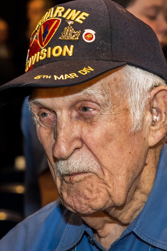 A survivor attends the 70th Anniversary of the landing on Iwo Jima in Crawford Hall, Marine Barracks Washington, D.C. Feb. 19, 2015. (U.S. Marine Corps Photo by Lance Cpl. Christian Varney/Released)