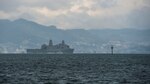 SASEBO, Japan (Feb. 19, 2015) The forward-deployed San Antonio-class amphibious transport dock ship USS Green Bay (LPD 20) arrives in Sasebo. Green Bay is replacing the decommissioned Austin-class amphibious transport dock ship USS Denver (LPD 9), previously forward-deployed to Sasebo, and will enhance amphibious presence in the U.S. 7th Fleet as part of the U.S. Navy's long-range plan to send the most advanced and capable units to the Asia-Pacific region. 