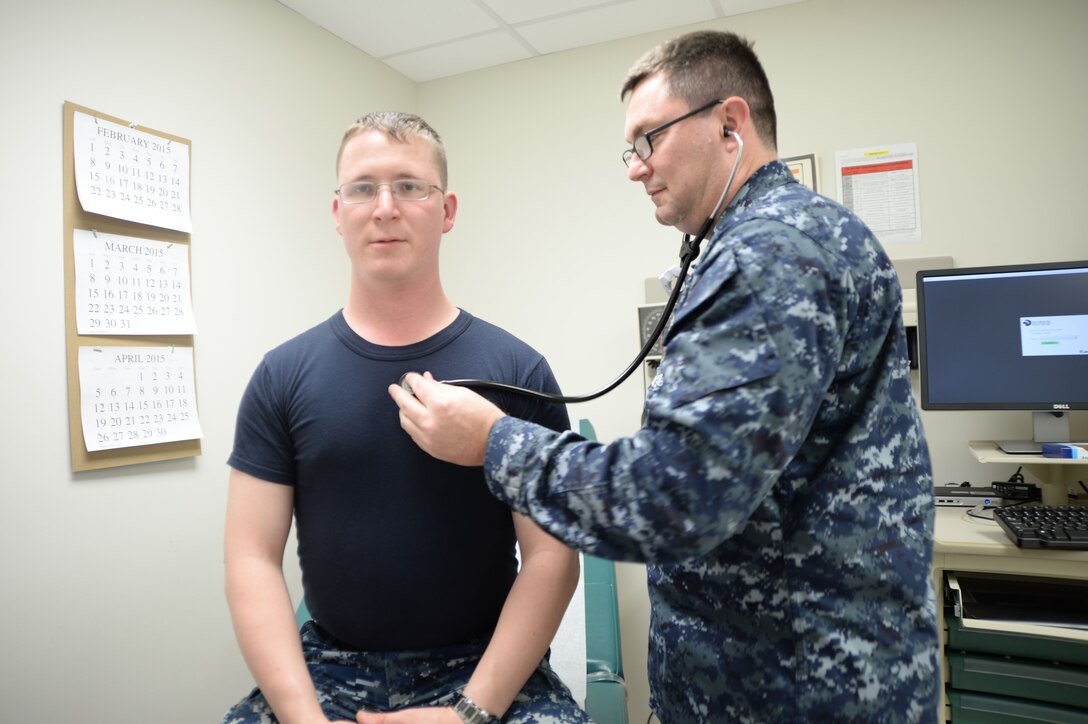 Lt. Bruce Burke, (right) physician assistant, joins the Naval Branch Health Clinic, Albany team,  coming from Camp Lejeune, N.C. He will serve as an occupational health provider as well as a part-time primary care physician.  