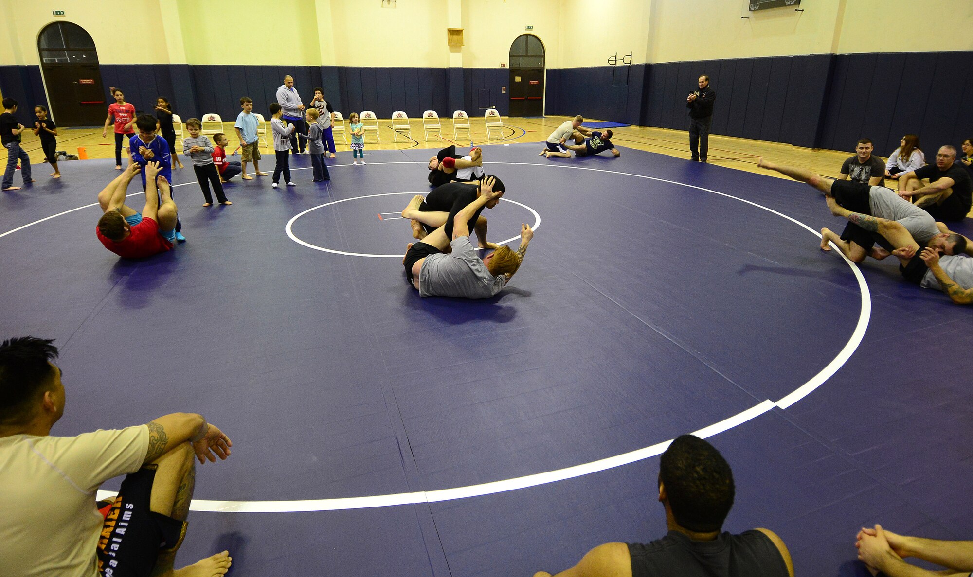 Six mixed-martial-arts fighters visited Aviano Air Base, Italy, during an Armed Forces Entertainment tour that is visiting seven U.S. military bases across Europe. Armed Forces Entertainment brings American entertainment to more than 270 U.S. military installations around the world. (U.S. Air Force photo by Senior Airman Matthew Lotz/Released)