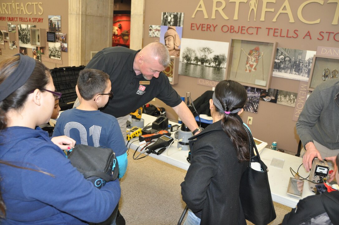 As part of Buffalo District’s Engineers Week 2015 activates, Health Physicist Neil Miller and Chemist Mathew Masset demonstrated the use of radiation and chemical instruments used during environmental investigations at the Buffalo Museum of Science, Buffalo, NY, February 19, 2015.