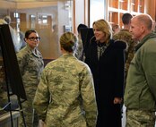 Secretary of the Air Force Deborah Lee James discusses Force Improvement Program successes from the past year with Airmen Feb. 19 at Malmstrom Air Force Base, Mont. James visited Malmstrom to discuss its mission and to connect with the Airmen stationed there. (U.S. Air Force photo/Airman 1st Class Dillon Johnston) 