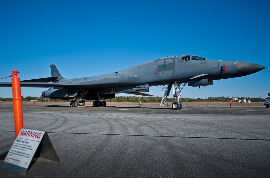 An Airman sits in the co-pilot seat of a B-1B Lancer during a tour of the aircraft Feb. 19 at Eglin Air Force Base, Fla.  The 53rd Wing bomber from Dyess AFB, Texas was here for a few missions and to allow wing personnel an opportunity to see one of their geographically separated aircraft up close.  (U.S. Air Force photo/Samuel King Jr.)