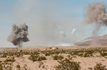 U.S. Marines fire various weapons during Integrated Training Exercise 2-15 on Marine Corps Air Ground Combat Center Twentynine Palms, Calif., Feb. 12, 2015. The month-long pre-deployment exercise used all live fire to provide a realistic wartime scenario. (U.S. Air Force photo/Airman 1st Class Apryl Hall)