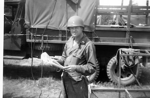 1951 Photo of Lt Hollyfield at deployed bivouac site at Cedars of Lebanon State Park, Lebanon, Tennessee in June 1951 while deployed to Seward AFB, Tennessee in late 1951.  The 118th ACW Sq was further deployed to Nouasseur AB, French Morocco, North Africa on Christmas Eve 1951 in support of the Korean War effort. (Photo by NCANG Heritage Program)