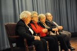 Holocaust survivors Rose Williams, Anna Rado, Suzanne Jalnos and George Fodor share their personal experiences of perseverance and survival with members of the Air Education Training Command’s Judge Advocate Office during a professional development event Feb. 11 at the Joint Base San Antonio-Randolph’s Fleenor Auditorium. The event provides insight to military members of the true impact of military service. The guest speakers are four of nine remaining holocaust survivors in the San Antonio area.  (U.S. Air Force photo by Melissa Peterson)