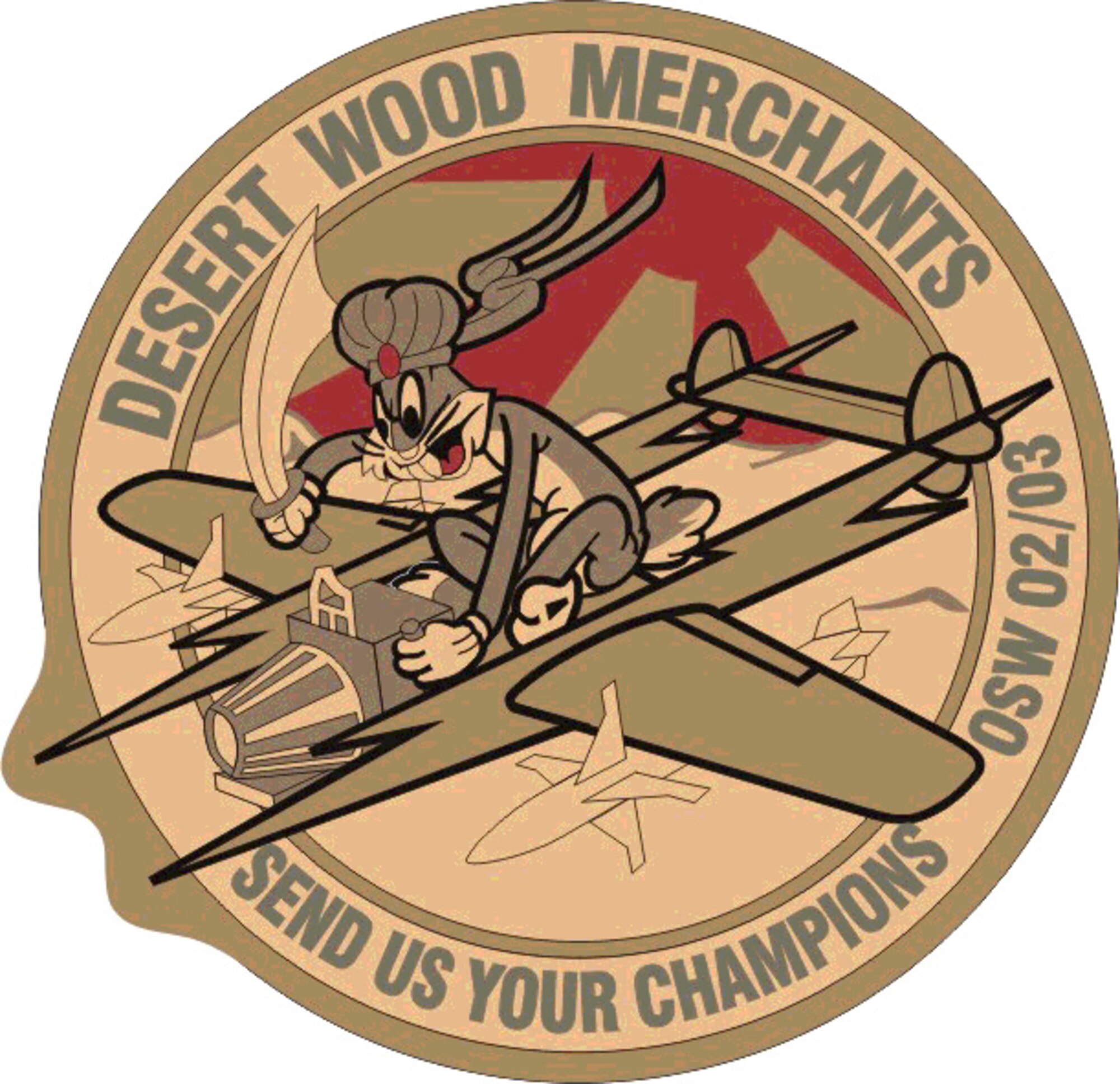 On March 21, 2003, the 14th Fighter Squadron was the first U.S. Air Force F-16 squadron to fly combat missions in Operation Iraqi Freedom.  The unit had been deployed for Operation Southern Watch when hostilities began in Iraq.  The 14th Fighter Squadron's World War II emblem featured Bugs Bunny piloting a P-39 Photo Lightning.  (U.S. Air Force graphic/Released)