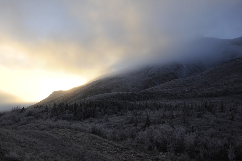 The sunrise is seen through the fog in Denali National Park, Alaska, Jan. 19, 2015. Denali National Park is one of 23 national parks in Alaska and is open year round for visitors. (U.S. Air Force photo by 1st Lt. Elias Zani/Released)