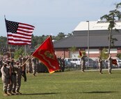 Utilities Instruction Company looks professional in formation at Marine Corps Engineer School. 