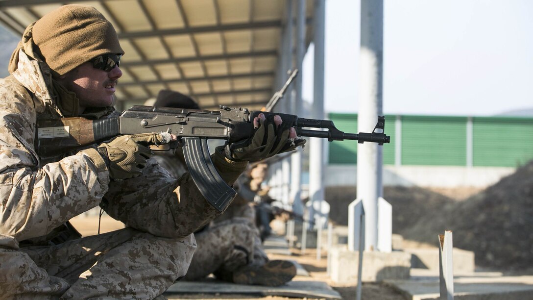 U.S. Marines had the unique opportunity to shoot a Democratic People’s Republic of Korea Type 58 assault rifle Feb. 5 during Korean Marine Exchange Program 15-3 at Gimpo, Republic of Korea. The U.S. Marines were given the unique opportunity to also test out the Daewoo K1 submachine gun, Daewoo K2 assault rifle, Daewoo K5 handgun, the K201 40mm grenade launcher and the Daewoo K14 sniper rifle. The U.S. Marines are reconnaissance men with Alpha Company, 3rd Reconnaissance Battalion, 3rd Marine Division, III Marine Expeditionary Force.