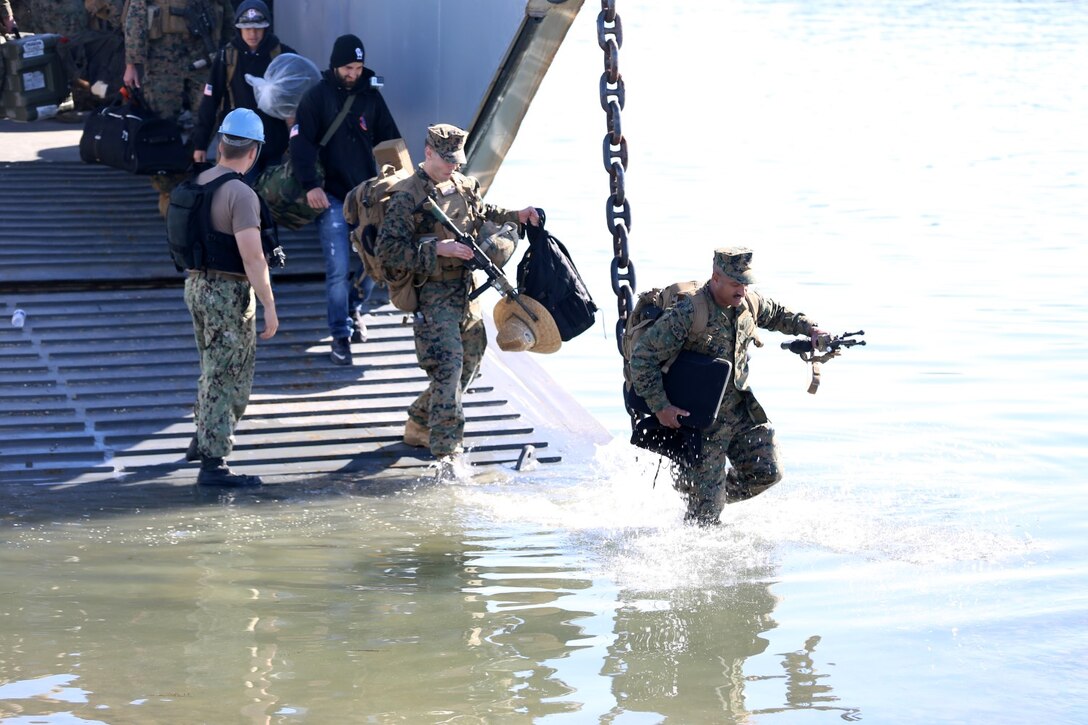 Marines with the 11th Marine Expeditionary Unit's Force Reconnaissance Detachment return to Camp Pendleton, California, Feb. 24. The 11th MEU completed a 7-month deployment to the U.S. 5th and 7th Fleet areas of operation.