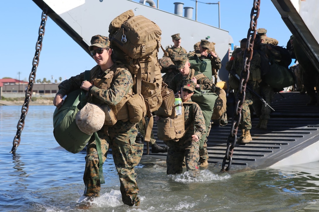 Marines with the 11th Marine Expeditionary Unit's Force Reconnaissance Detachment return to Camp Pendleton, California, Feb. 24. The 11th MEU completed a 7-month deployment to the U.S. 5th and 7th Fleet areas of operation.