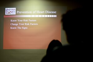 The McDonald Army Health Center hosted a ceremony to highlight Heart Health Month at Fort Eustis, Va., Feb. 6, 2015. The ceremony highlighted different items related to heart health including, prevention and signs of heart problems. (U.S. Air Force photo by Senior Airman Kimberly Nagle/Released)