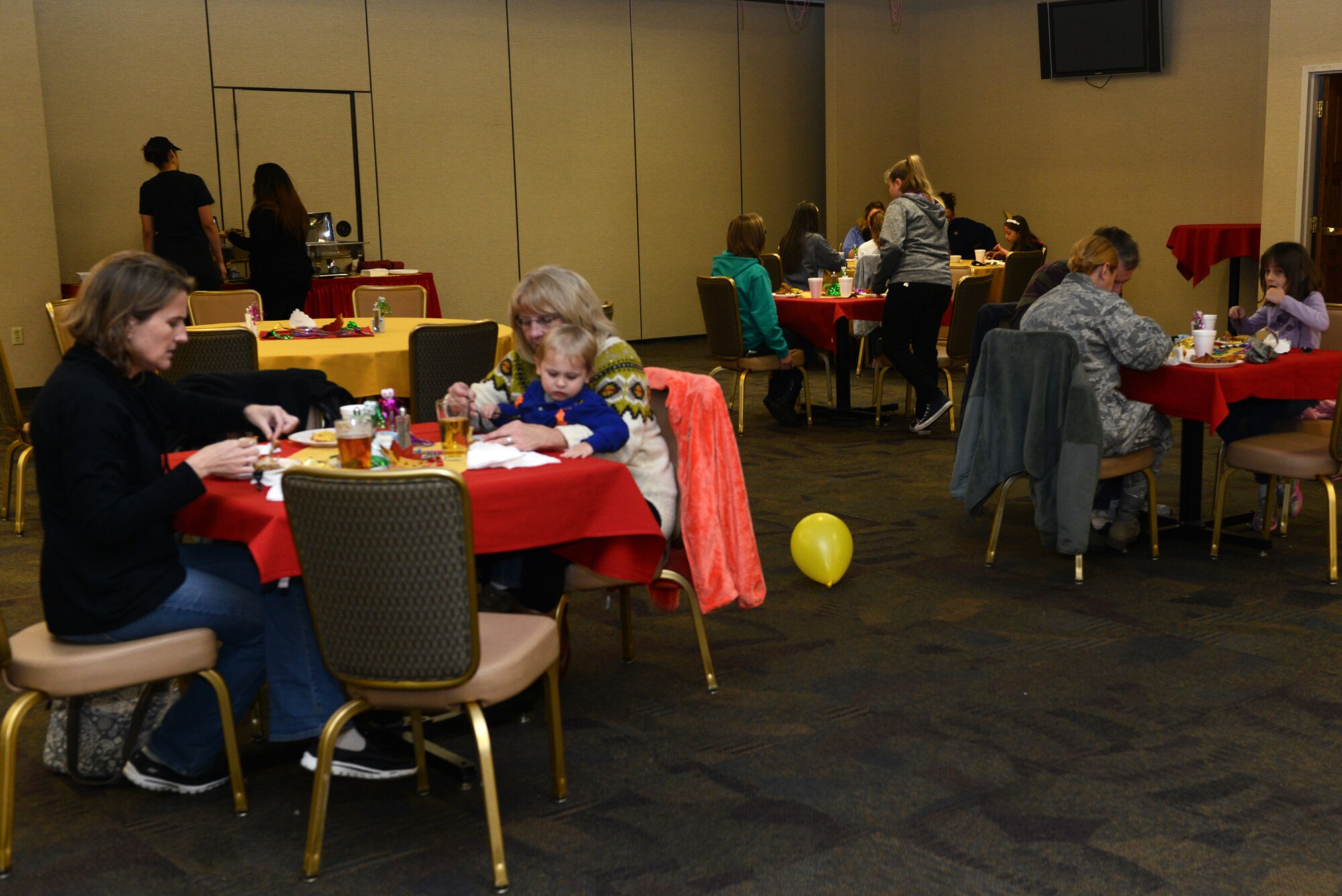 The Moody Field Club held a Mardi Gras family dinner Feb. 19, 2015, at Moody Air Force Base, Ga. Entries to the Air Force Art Gallery were displayed for families during the event. (U.S. Air Force photo by Airman 1st Class Kathleen D. Bryant/Released)