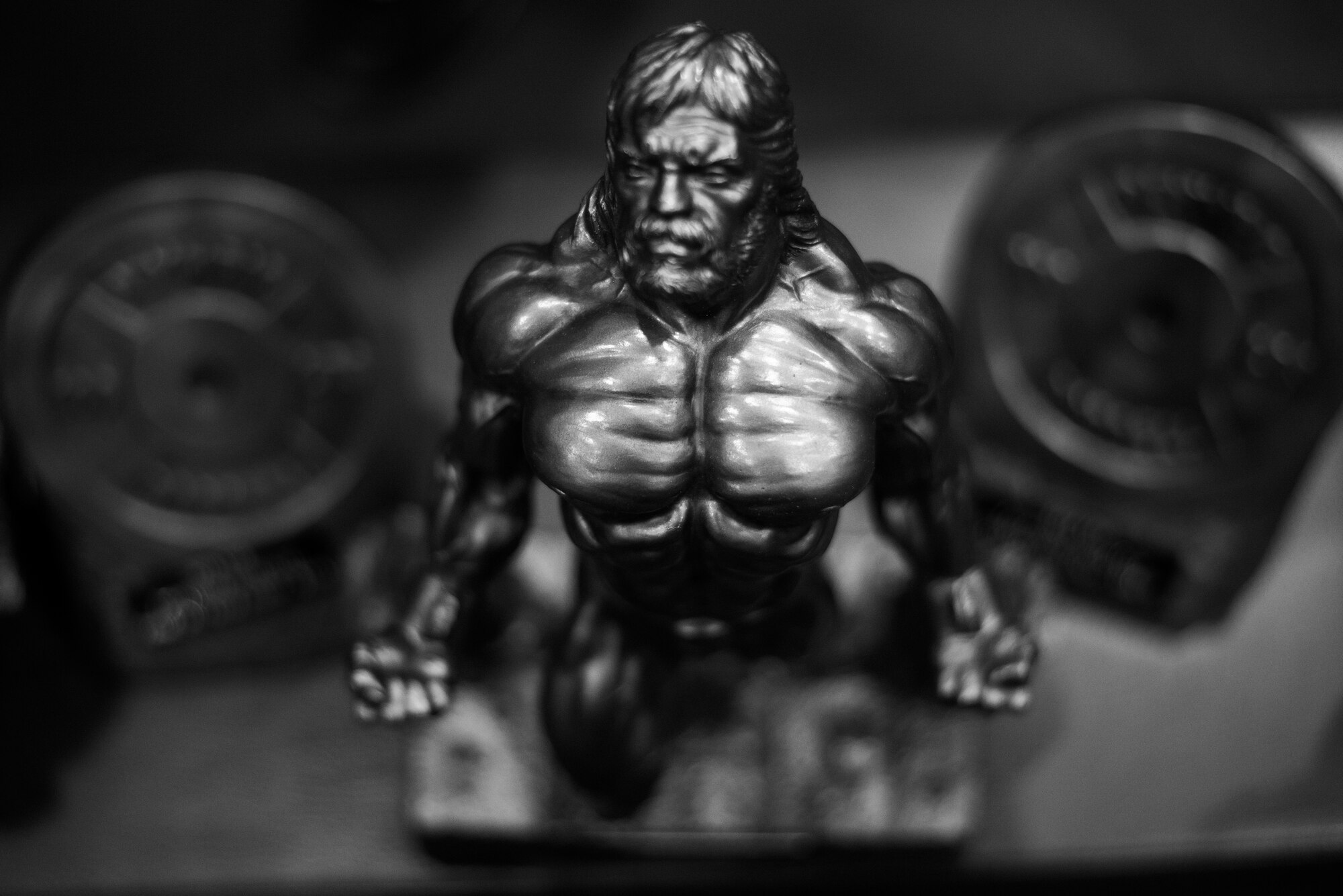 The trophy for “Best Male Lifter” sits on a table at the 2015 Yokota Powerlifting Invitational held in the Samurai Fitness Center at Yokota Air Base, Japan, Feb. 21, 2015. Eleven participants competed for the opportunity to win the trophy. (U.S. Air Force photo by Airman 1st Class Delano Scott/Released)