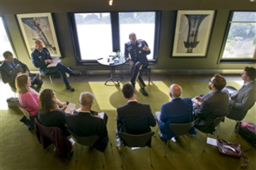 U.S. Army Gen. Martin E. Dempsey, chairman of the Joint Chiefs of Staff, answers questions from Australian and international reporters in Sydney, Feb. 24, 2015.