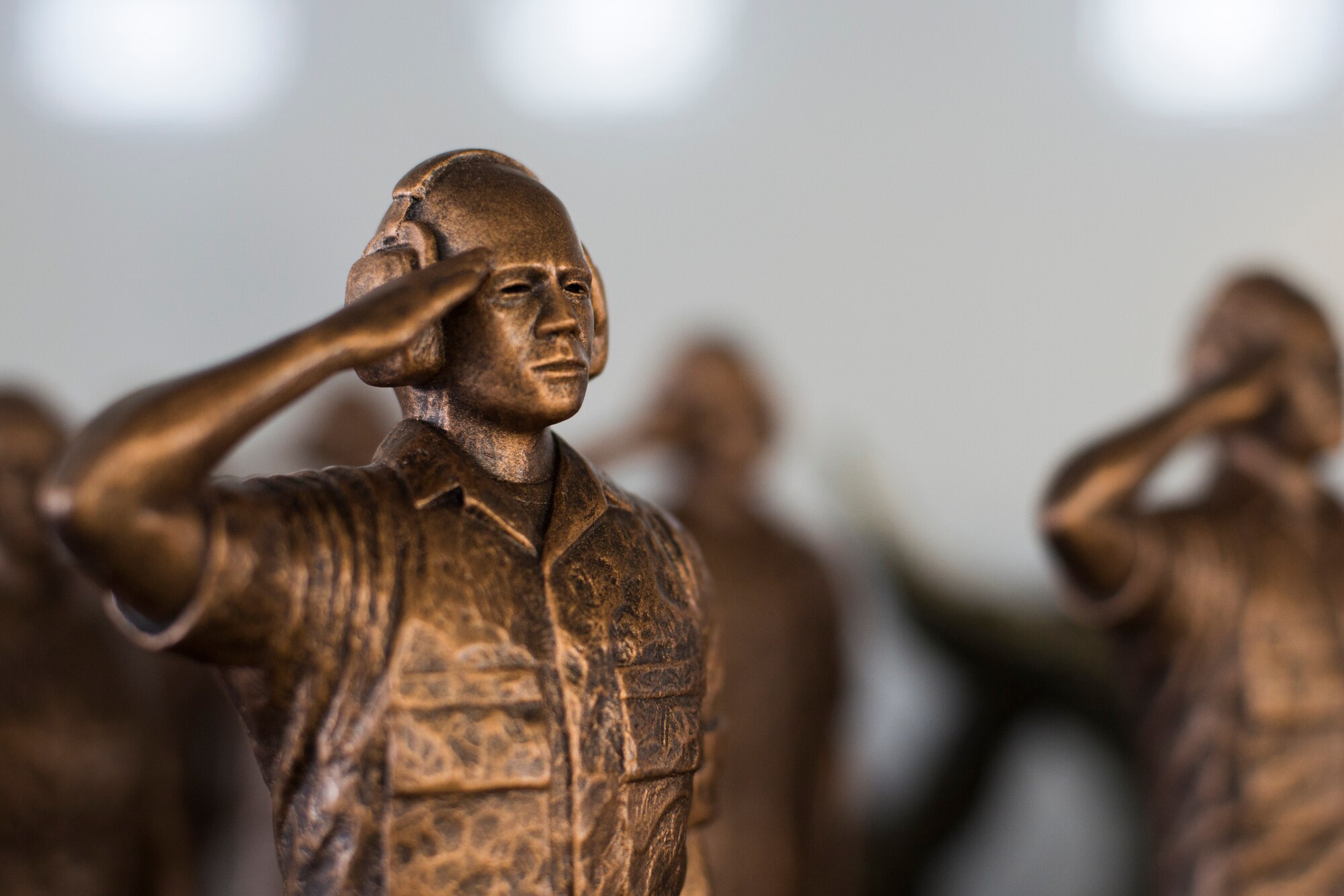 A trophy rests on display during the 2015 Maintenance Professional of the Year awards ceremony Feb. 20, 2015, at Moody Air Force Base, Ga. More than 20 maintenance Airmen received a trophy for their exceptional service in 2014. (U.S. Air Force photo by Airman 1st Class Dillian Bamman/Released)