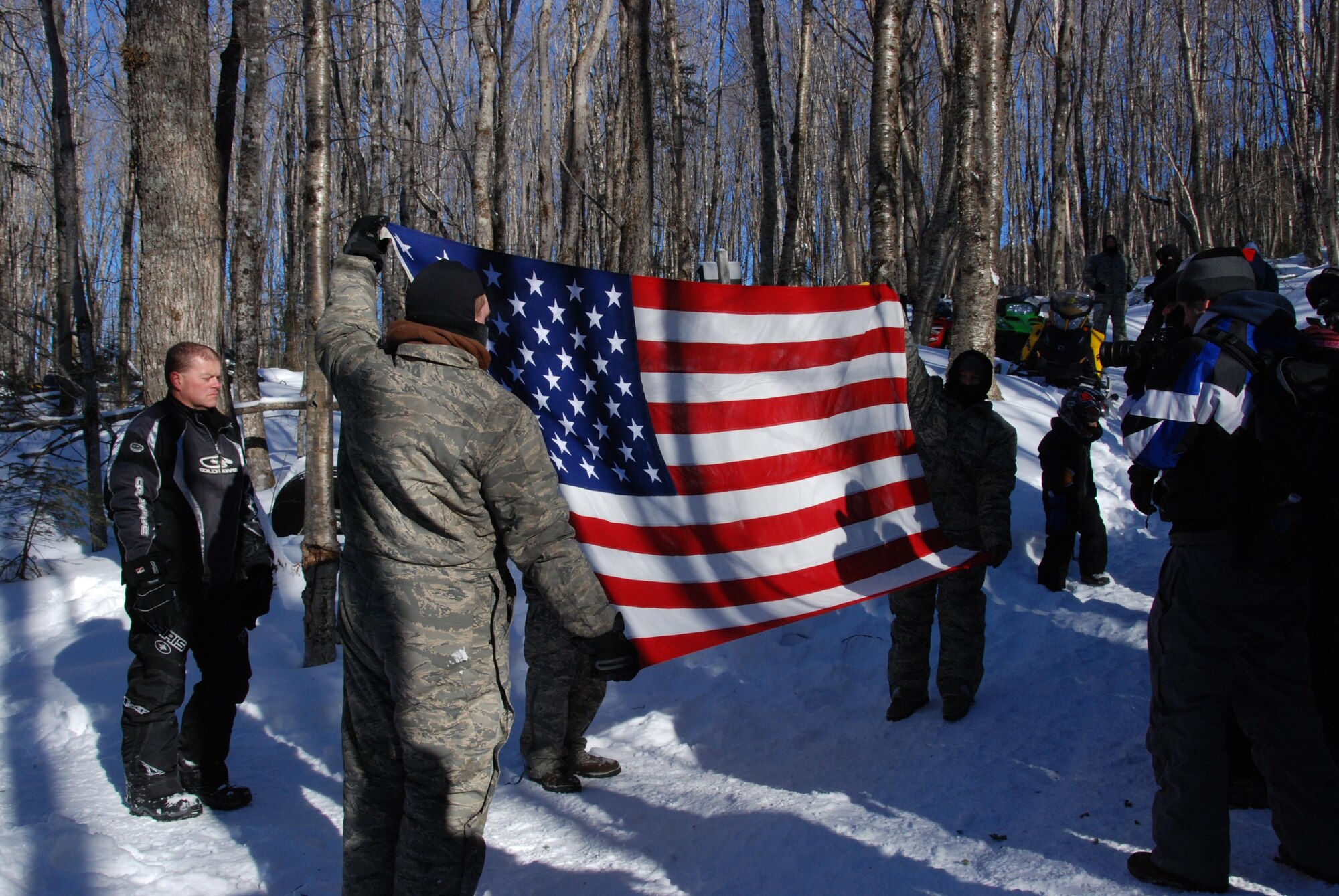 Patriot Wing Airmen braved sub-zero wind chills in north central Maine Jan. 17 to pay tribute to a B-52 aircrew that met death more than 50 years ago while on a training mission that originated from Westover. According to historical records and newspaper accounts, a nine-man aircrew assigned to the 99th Bombardment Wing at Westover, lifted off from the base for a training mission about noon on Jan. 24, 1963. (courtesy photo)