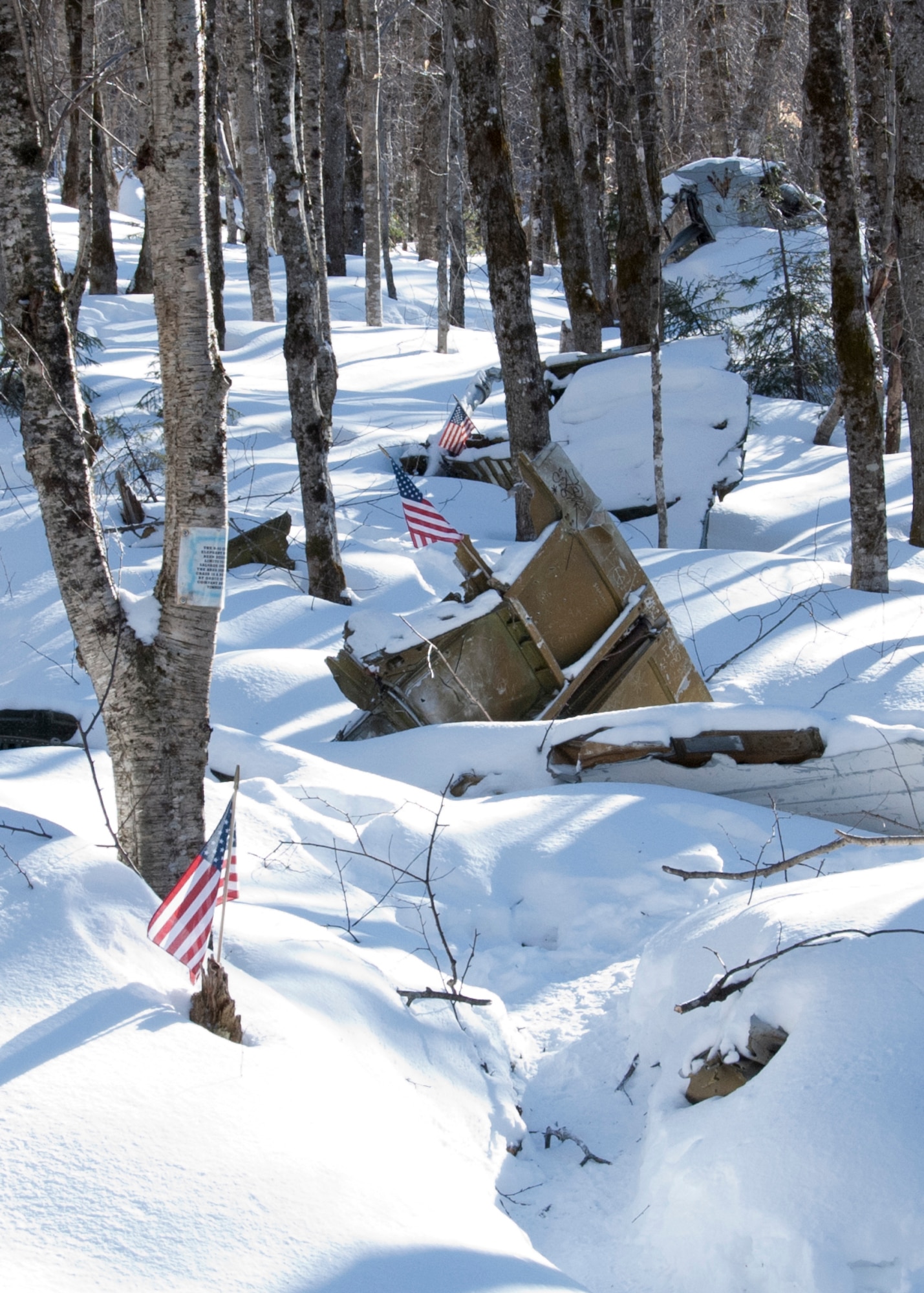 Patriot Wing Airmen braved sub-zero wind chills in north central Maine Jan. 17 to pay tribute to a B-52 aircrew that met death more than 50 years ago while on a training mission that originated from Westover. According to historical records and newspaper accounts, a nine-man aircrew assigned to the 99th Bombardment Wing at Westover, lifted off from the base for a training mission about noon on Jan. 24, 1963. (courtesy photo)