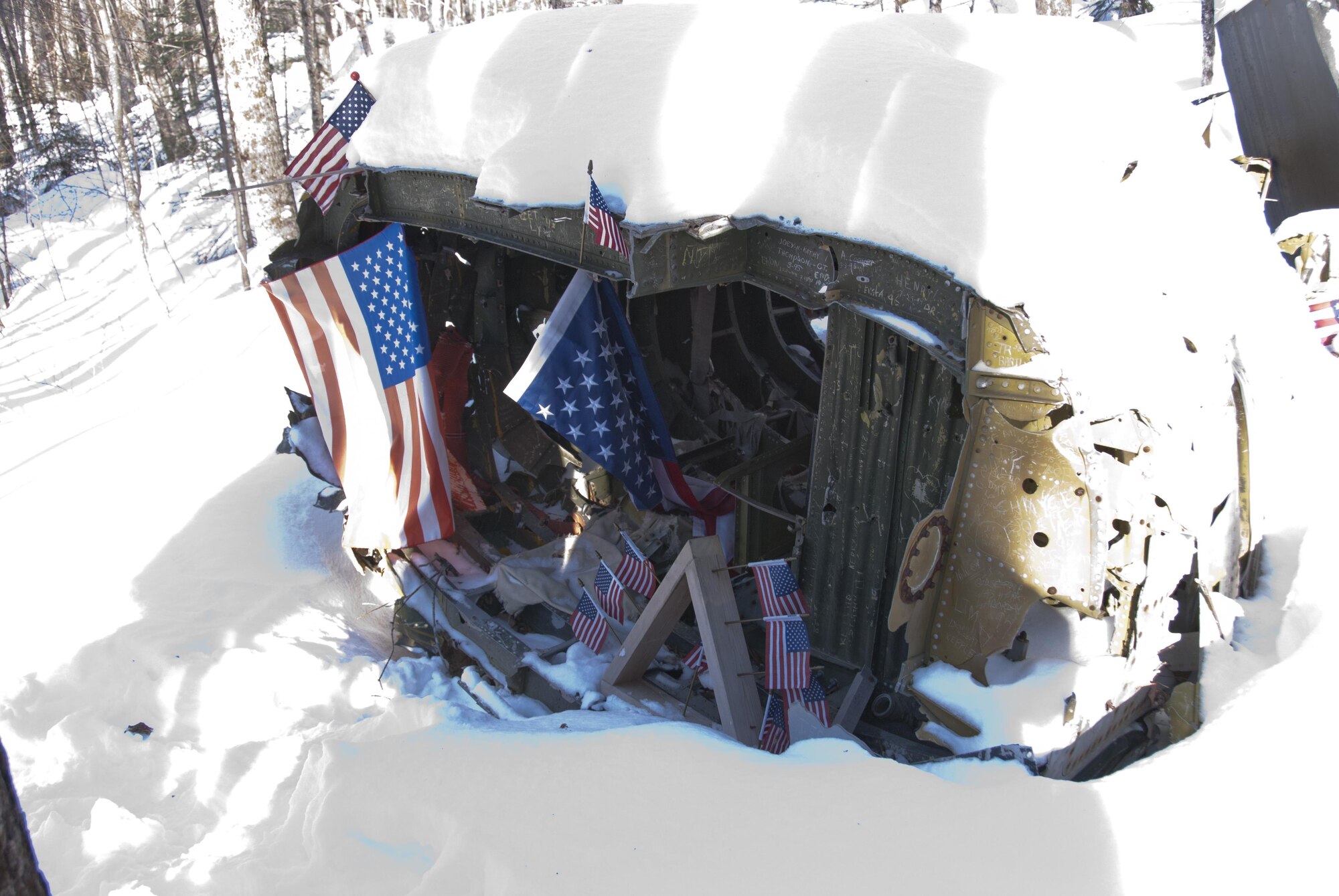 Patriot Wing Airmen braved sub-zero wind chills in north central Maine Jan. 17 to pay tribute to a B-52 aircrew that met death more than 50 years ago while on a training mission that originated from Westover. According to historical records and newspaper accounts, a nine-man aircrew assigned to the 99th Bombardment Wing at Westover, lifted off from the base for a training mission about noon on Jan. 24, 1963. (courtesy photo)