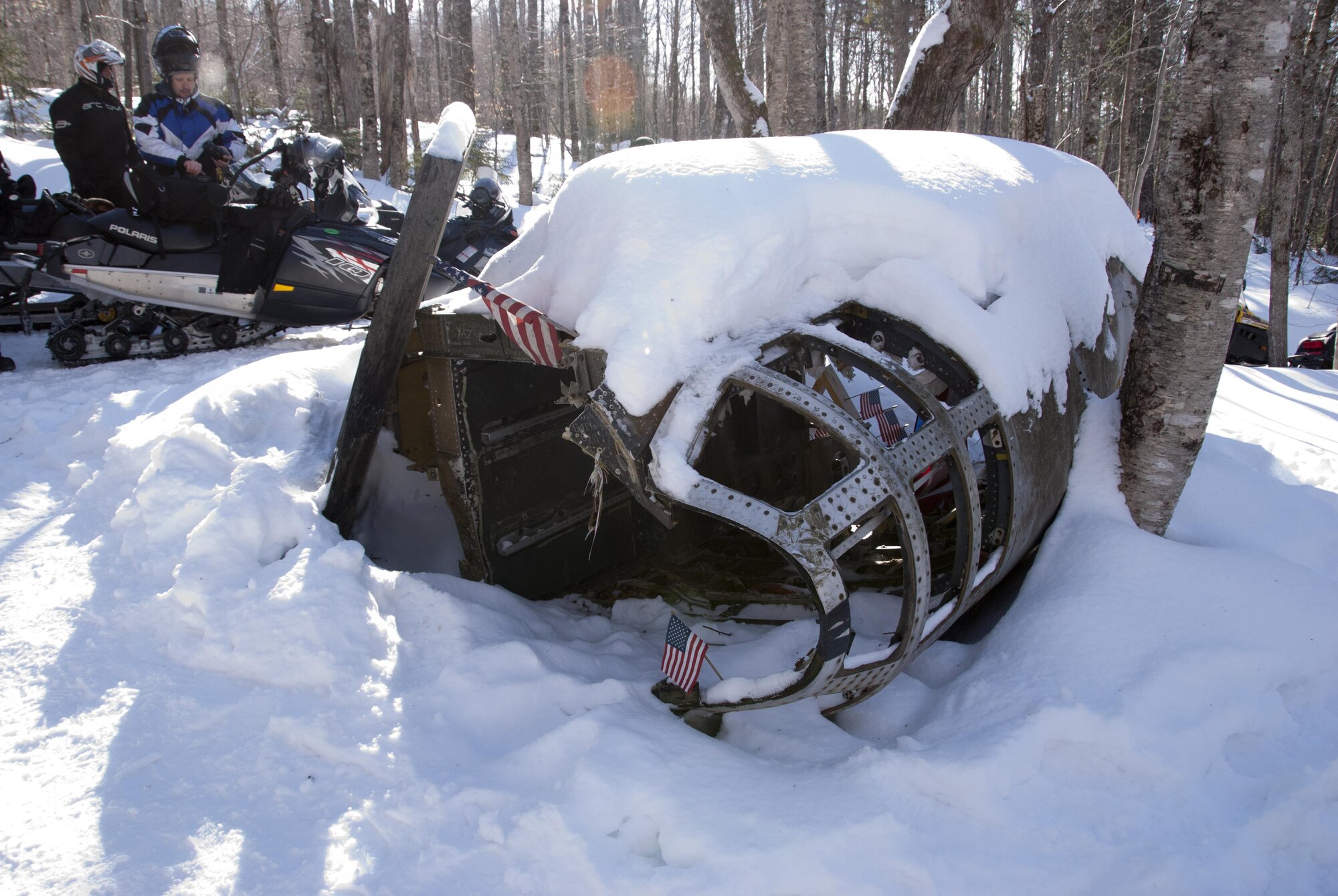 Patriot Wing Airmen braved sub-zero wind chills in north central Maine Jan. 17 to pay tribute to a B-52 aircrew that met death more than 50 years ago while on a training mission that originated from Westover. According to historical records and newspaper accounts, a nine-man aircrew assigned to the 99th Bombardment Wing at Westover, lifted off from the base for a training mission about noon on Jan. 24, 1963. (courtesy photo)