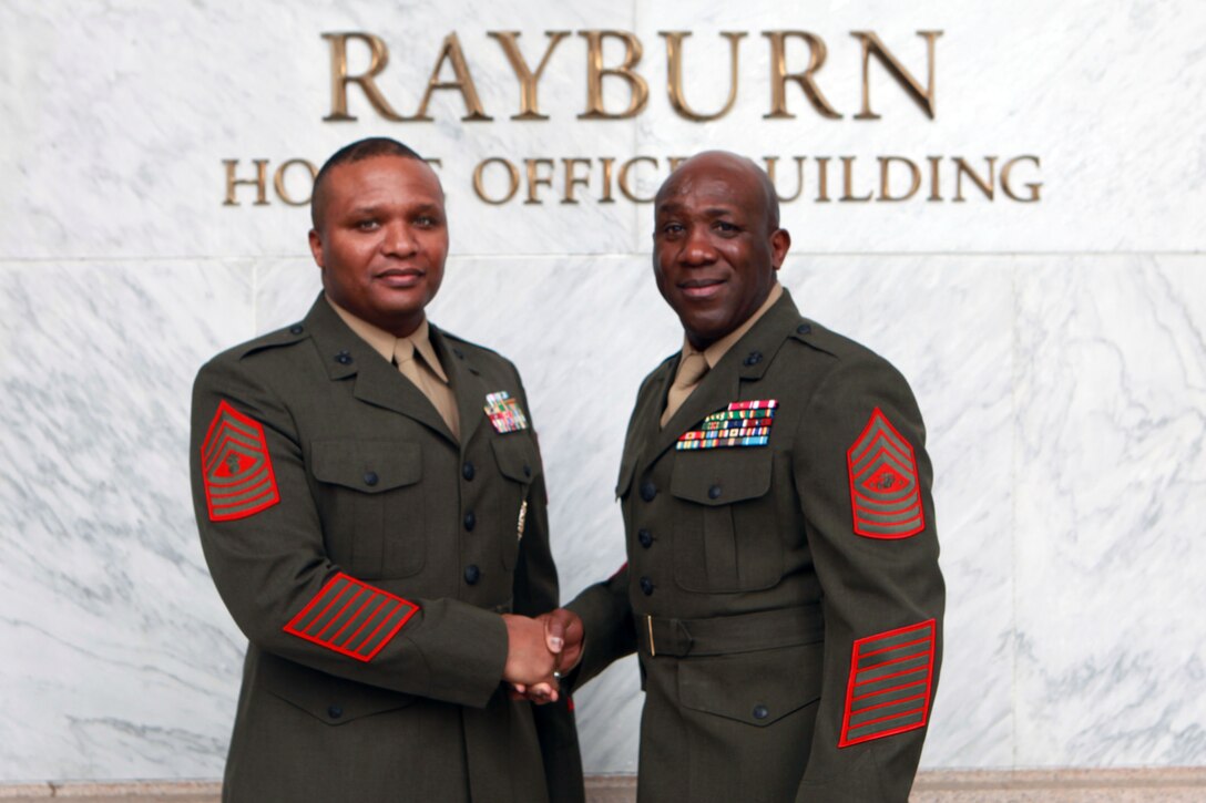 Sergeant Major of the Army Daniel A. Dailey, Master Chief Petty Officer of the Navy Michael D. Stevens, Sergeant Major of the Marine Corps Ronald L. Green, and Chief Master Sergeant of the Air Force James A. Cody, testify before the U.S. House of Representatives Military Construction, Veterans Affairs and Related Agencies Subcommittee at the Rayburn House Office Building in Washington, D.C., on Feb. 25, 2015. (U.S. Marine Corps photo by Sgt. Marionne T. Mangrum)