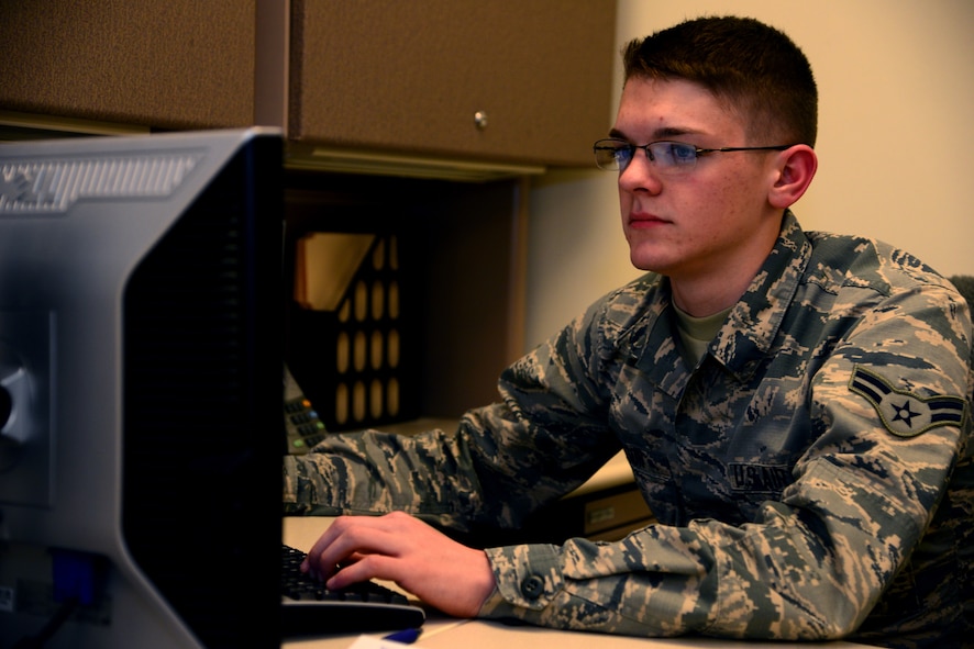VANCE AIR FORCE BASE, Okla. -- Airman 1st Class Austin Wilson, a 71st Medical Support Squadron medical staff technician, was named the 71st Flying Training Wing Airman of the Month for March. Wilson was selected by 71st FTW group superintendents for his work performance and merit as an Air Force member. (U.S. Air Force photo/Senior Airman Frank Casciotta)