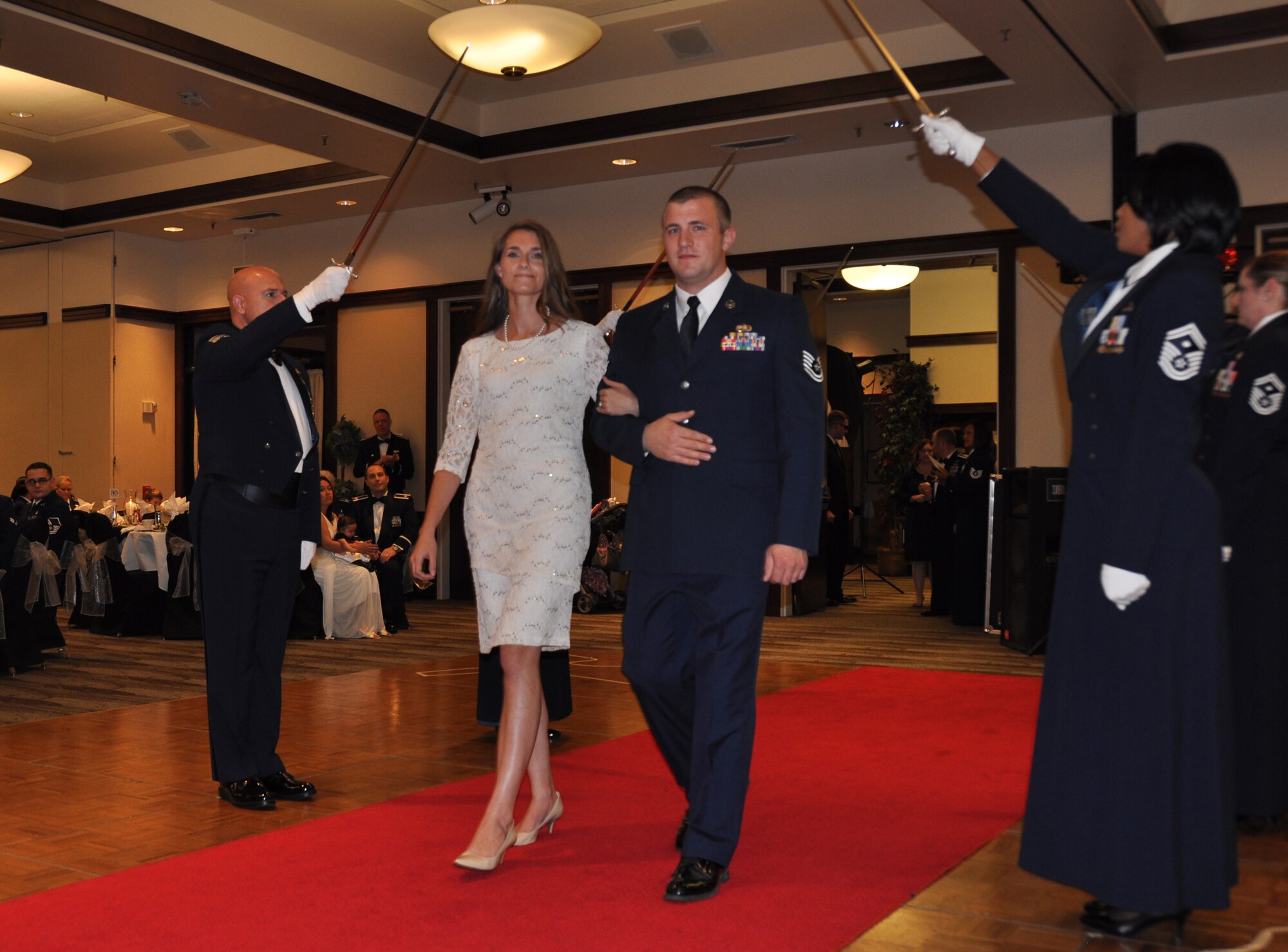 TRAVIS AIR FORCE BASE, Calif. -- Members of the 349th Air Mobility Wing gathered for the Annual Awards Banquet, held at the Delta Breeze Club, Feb. 21, 2015. During the ceremony, the unit highlighted the achievement of its top military and civilian performers, and included a new category to recognize military spouses who have made significant contributions throughout the year. (U.S. Air Force photo/Staff Sgt. Cindy G. Alejandrez)