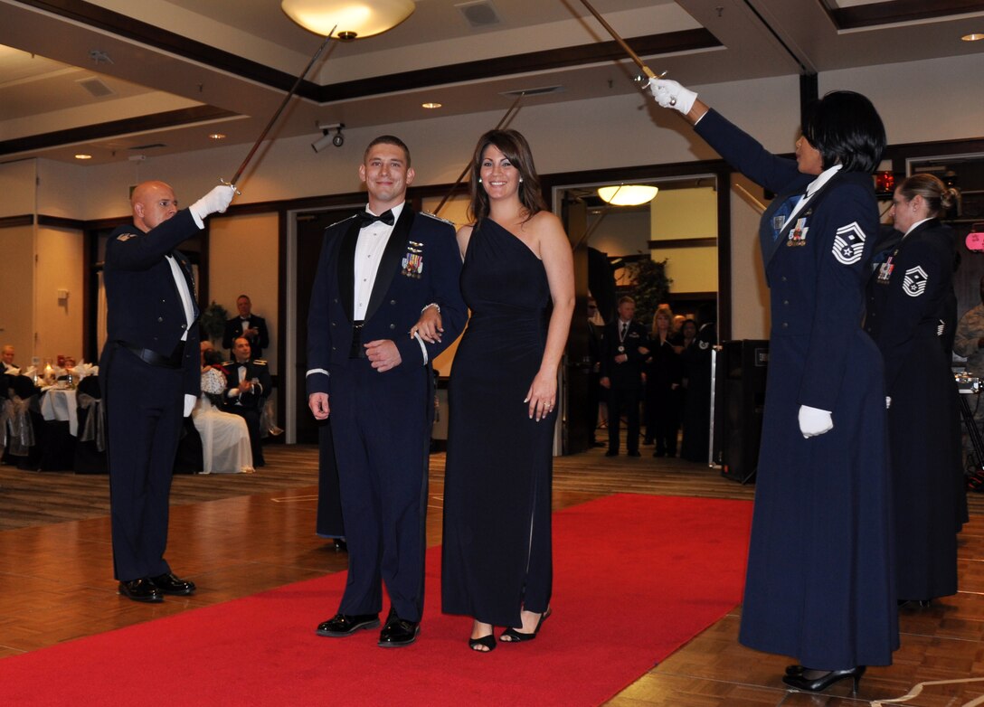 TRAVIS AIR FORCE BASE, Calif. -- Members of the 349th Air Mobility Wing gathered for the Annual Awards Banquet, held at the Delta Breeze Club, Feb. 21, 2015. During the ceremony, the unit highlighted the achievement of its top military and civilian performers, and included a new category to recognize military spouses who have made significant contributions throughout the year. (U.S. Air Force photo/Staff Sgt. Cindy G. Alejandrez)