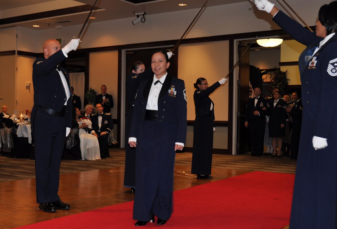 TRAVIS AIR FORCE BASE, Calif. -- Members of the 349th Air Mobility Wing gathered for the Annual Awards Banquet, held at the Delta Breeze Club, Feb. 21, 2015. During the ceremony, the unit highlighted the achievement of its top military and civilian performers, and included a new category to recognize military spouses who have made significant contributions throughout the year. (U.S. Air Force photo/Staff Sgt. Cindy G. Alejandrez)
