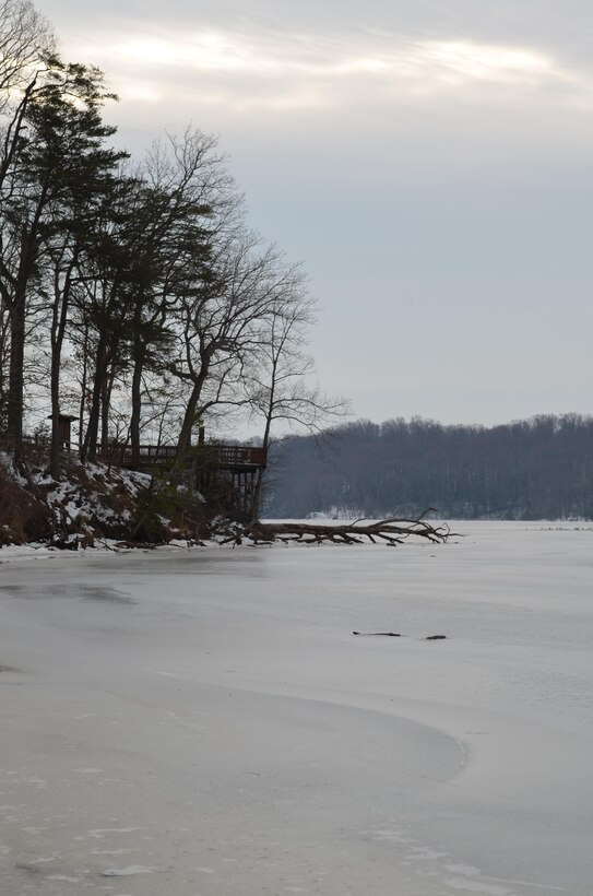 The sub-freezing temperatures in the last week have caused Chopawamsic Creek to freeze over, as seen in this photo from Monday. It has not been cold enough for a long enough period of time to make the creek, or any other body of water in the Quantico area, safe enough to walk on.