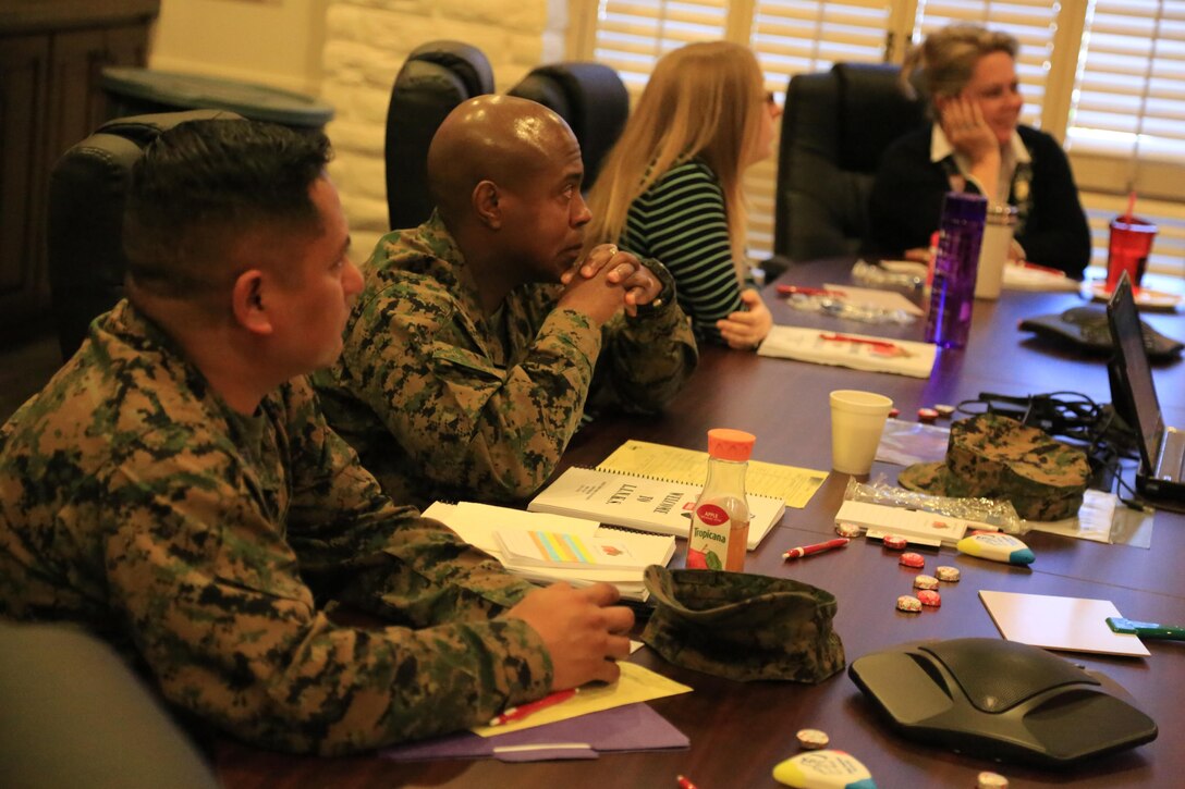 Service members and spouses sit in a Lifestyle, Insights, Networking, Knowledge & Skills class at Camp Pendleton on Feb. 26.  

L.I.N.K.S. is a Marine Corps Community Services program designed to enhance the readiness of Marine Corps families by providing resources that can help enhance their education and personal growth. 