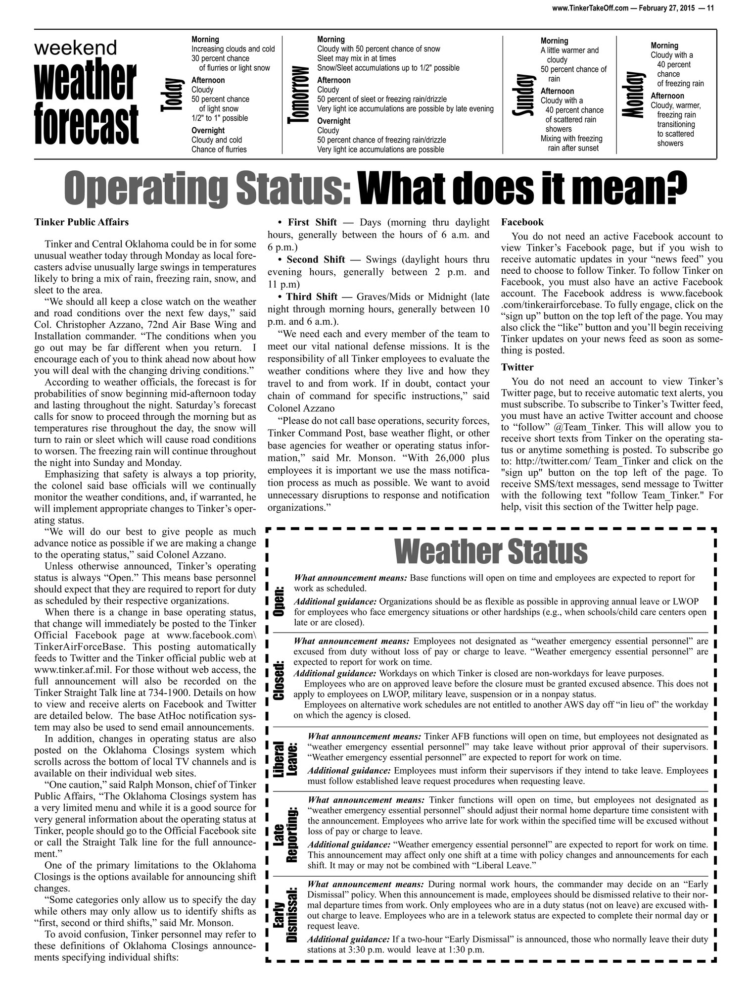 Weekend Weather Status