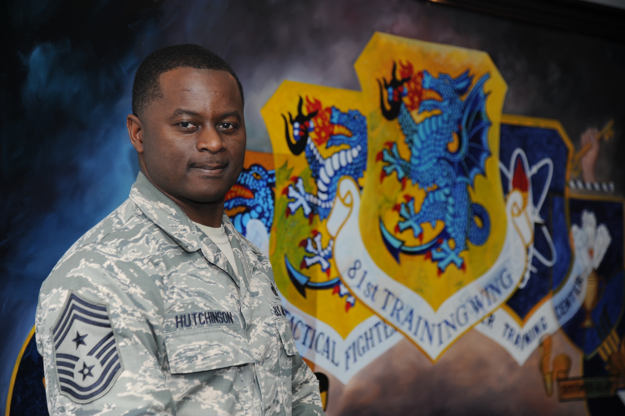 Chief Master Sgt. Harry Hutchinson became the 81st Training Wing’s command chief in January.  He was previously assigned to the 42nd Air Base Wing, Maxwell Air Force Base/Gunter Annex, Alabama. (U.S. Air Force photo by Kemberly Groue)