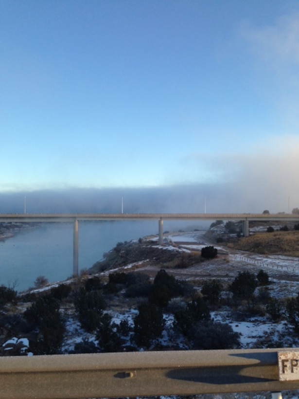 2014 District Photo Drive entry. Photo by Rowena Sanchez, Nov. 17, 2014.  “Morning at Santa Rosa Lake and Dam.”