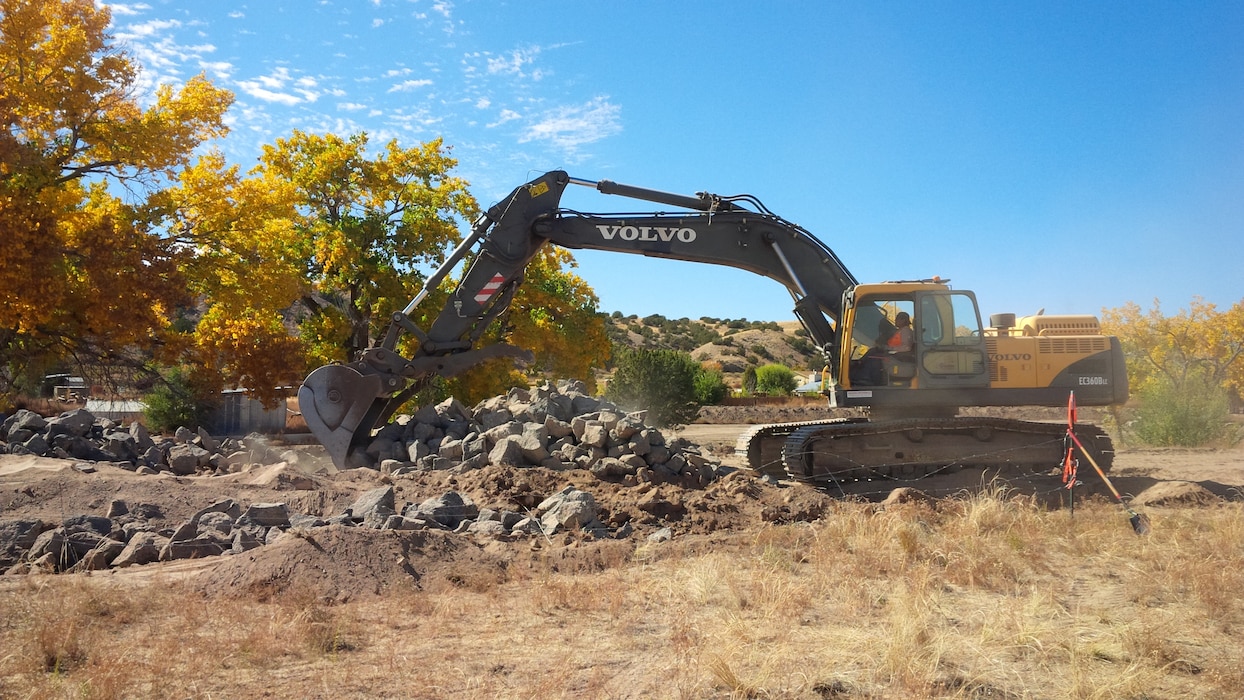 “Construction is aimed at mitigating threats from the 2014 summer monsoons at Santa Clara Pueblo.” Photo by Erin Larivee, Oct. 28, 2014. Click below to read more about the District's work with Santa Clara Pueblo.
