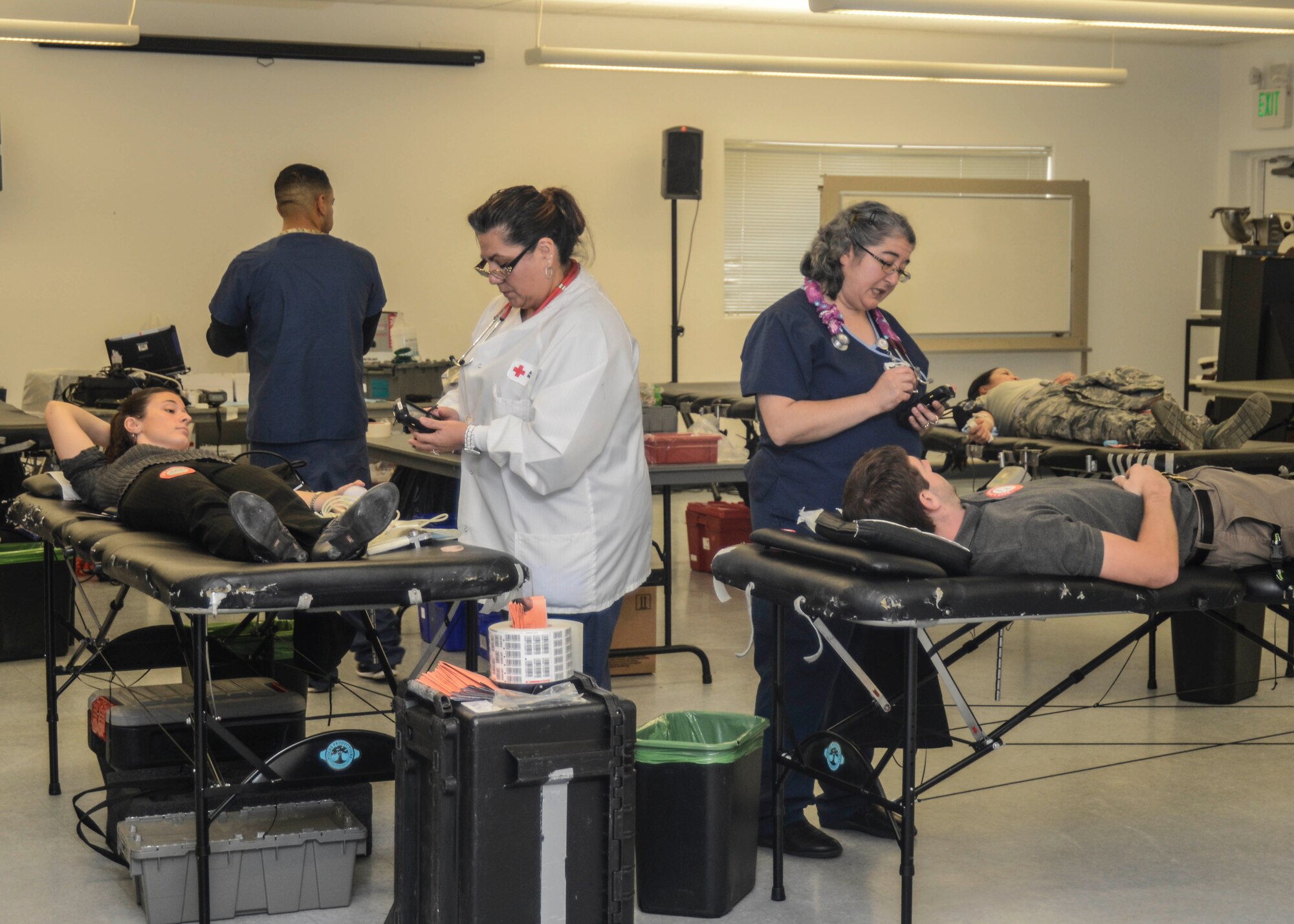 Blood donors are able to give blood once every two months. American Red Cross blood drives are held at the Chapel 1 Annex on the first Wednesday of every month. (U.S. Air Force photo by Rebecca Amber)